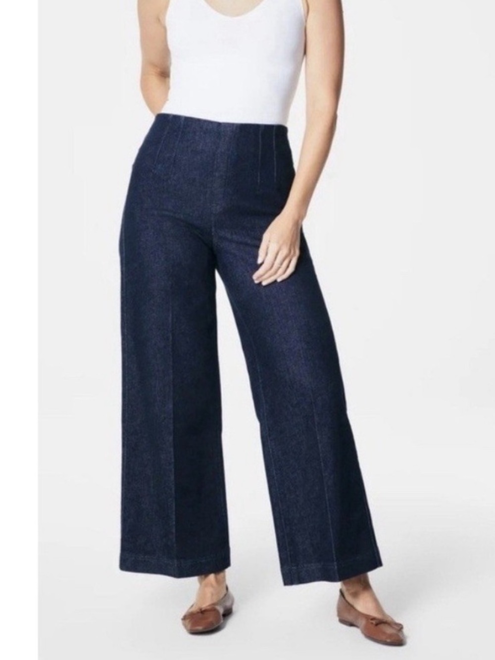 SPANX Dark Indigo Wide-Leg Cropped Jeans